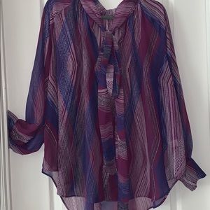 Lane Bryant purple button down bow tie blouse